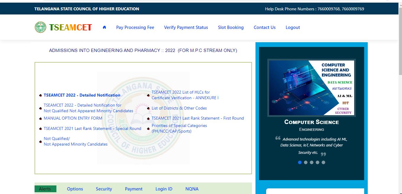 TS EAMCET 2022 Slot booking - mywebread